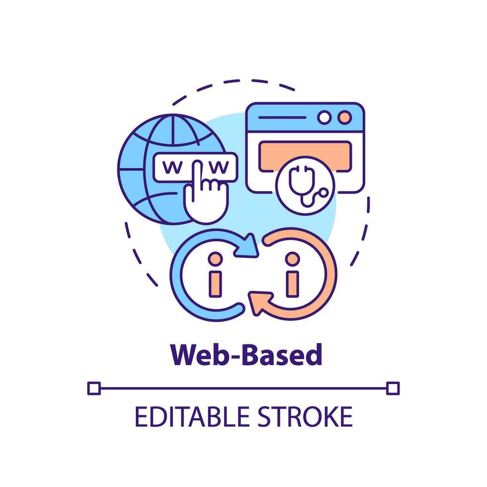 2D editable multicolor web-based icon concept, isolated vector, health interoperability resources thin line illustration. vector