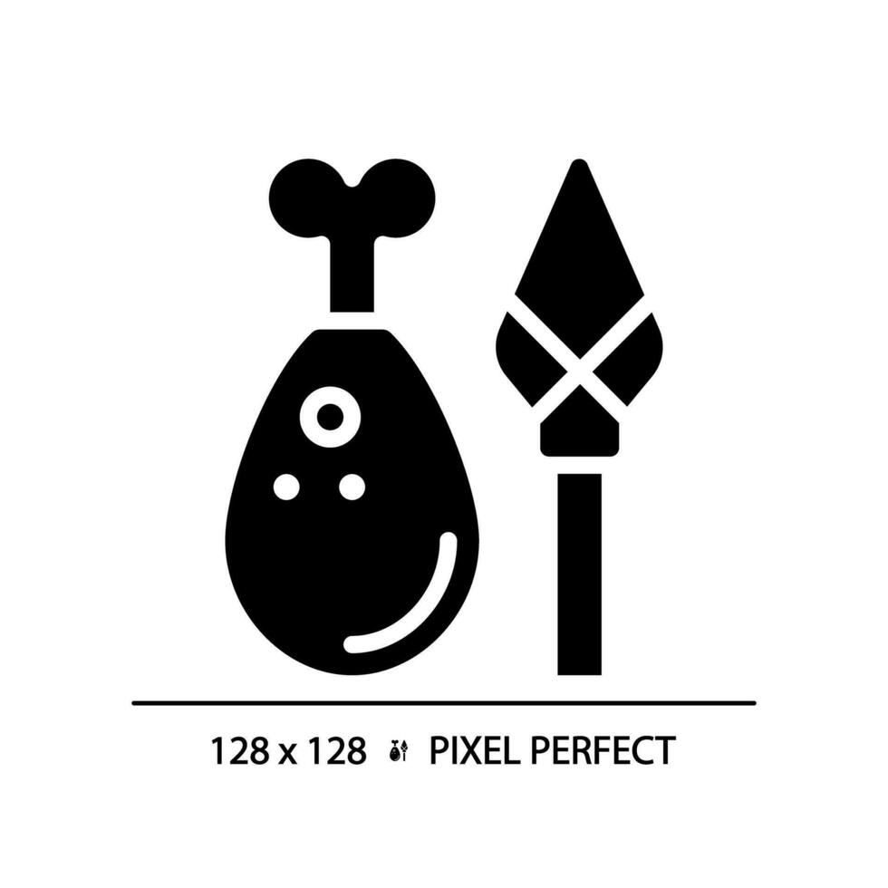2d píxel Perfecto glifo estilo Mediterráneo carne icono, aislado vector, silueta ilustración representando alergeno gratis. vector