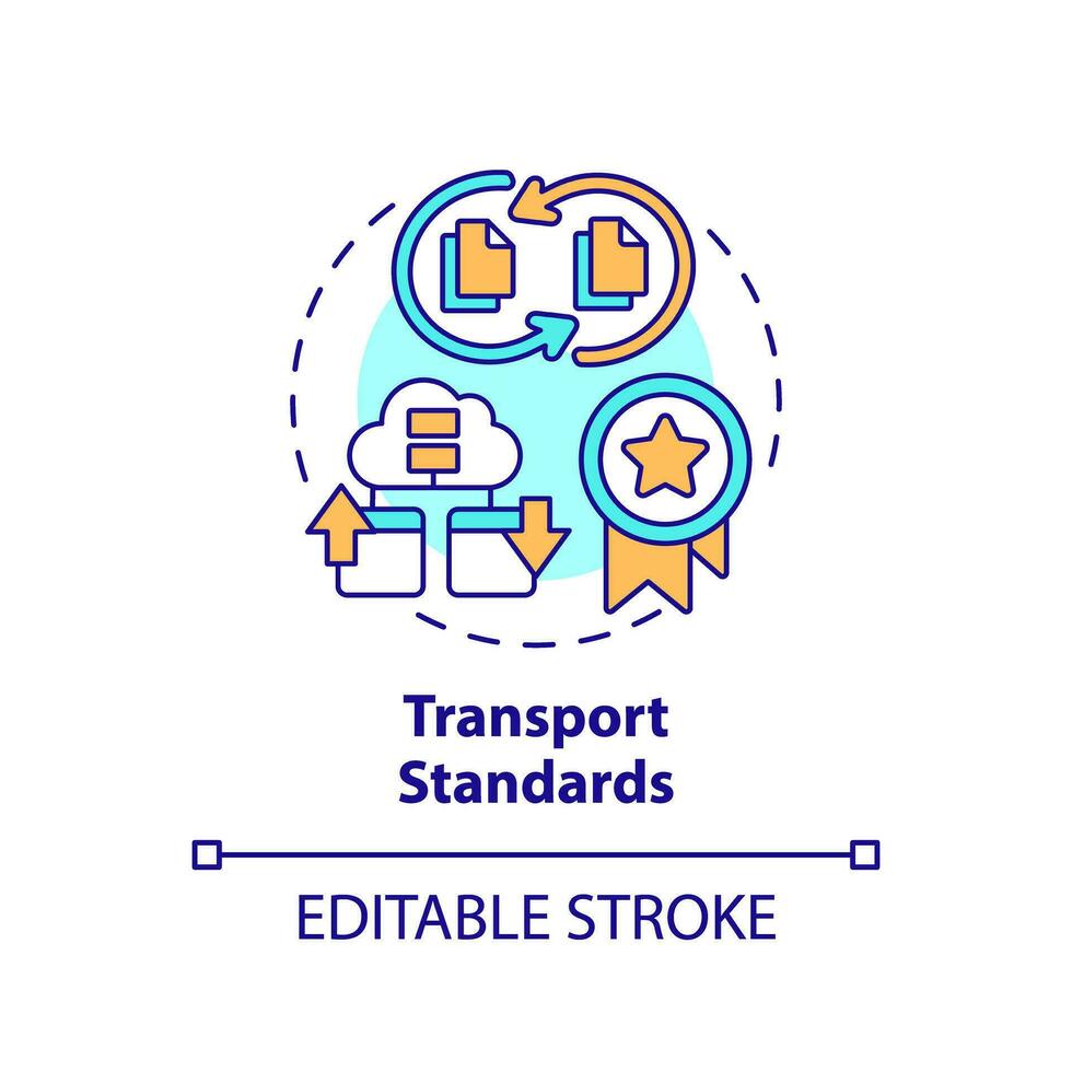 2D editable multicolor icon transport standards concept, isolated vector, health interoperability resources thin line illustration. vector