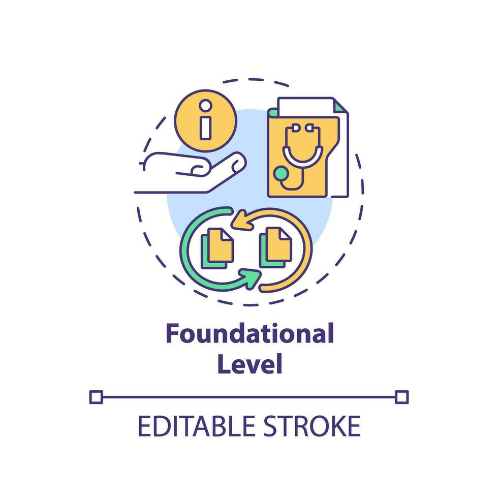 2D editable multicolor icon foundational level concept, isolated vector, health interoperability resources thin line illustration. vector