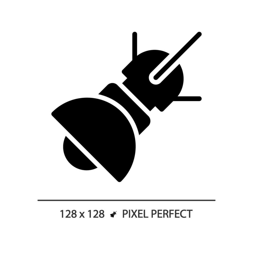 Space based radar pixel perfect black glyph icon. Tracking system. Satellite technology. Earth observation. Silhouette symbol on white space. Solid pictogram. Vector isolated illustration