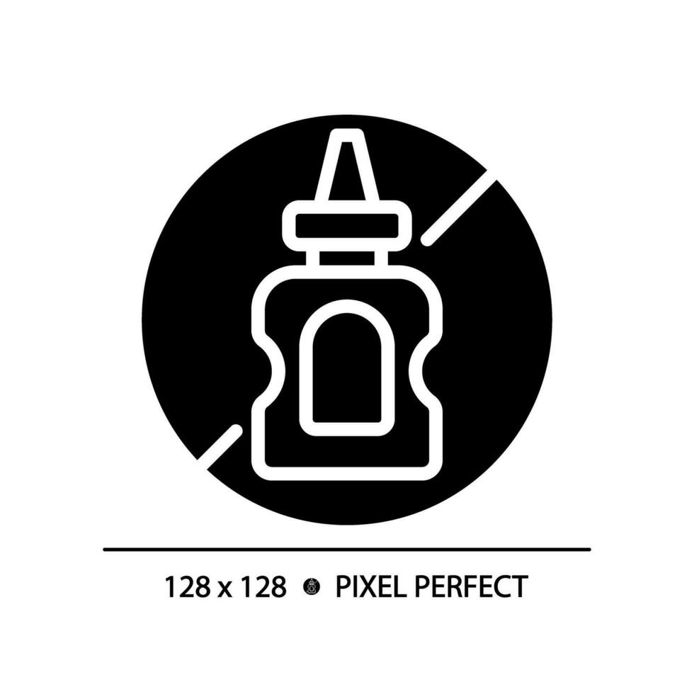 2D pixel perfect glyph style mustard free icon, isolated vector, silhouette illustration representing allergen free. vector