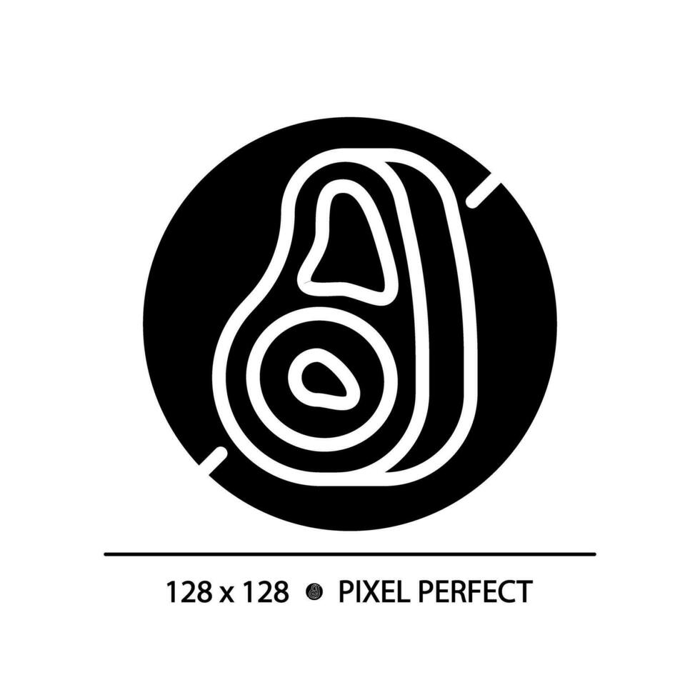 2D pixel perfect glyph style meat free icon, isolated vector, silhouette illustration representing allergen free. vector