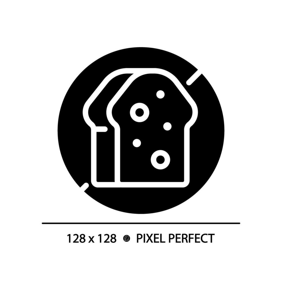 2D pixel perfect glyph style bread free icon, isolated vector, silhouette illustration representing allergen free. vector