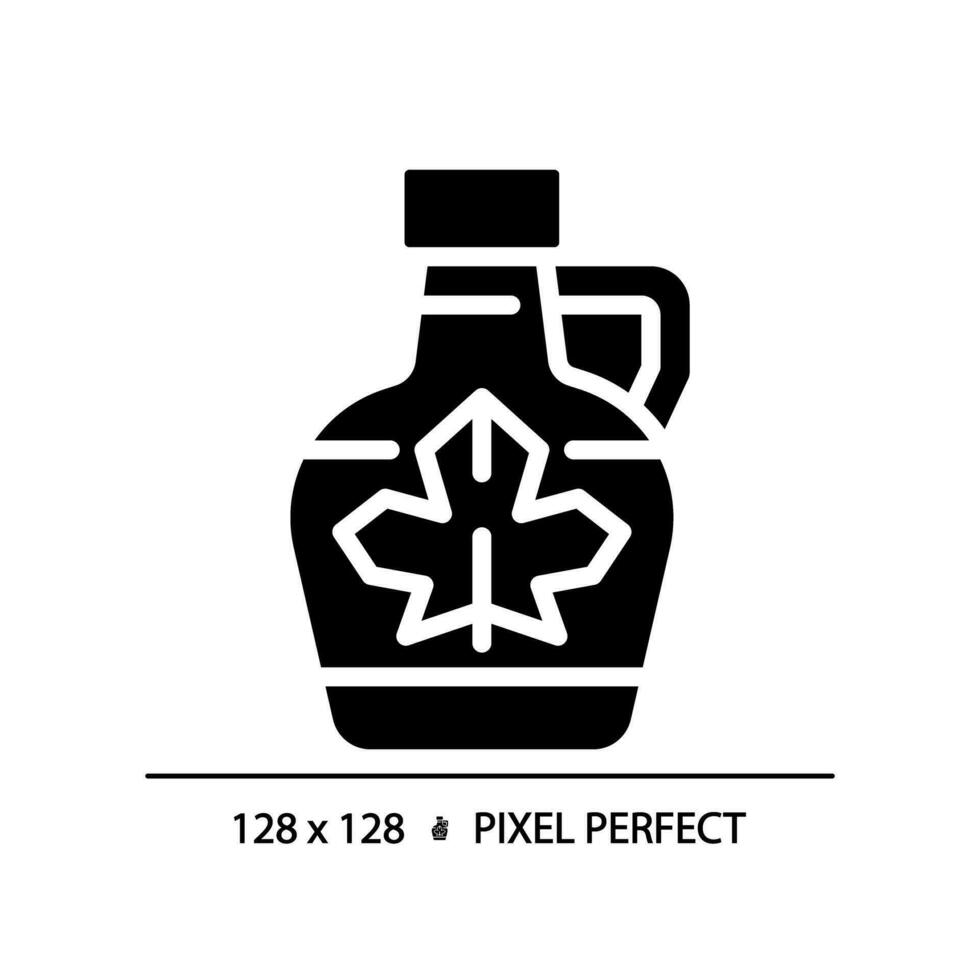 2D pixel perfect glyph style maple syrup icon, isolated vector, silhouette illustration representing allergen free. vector
