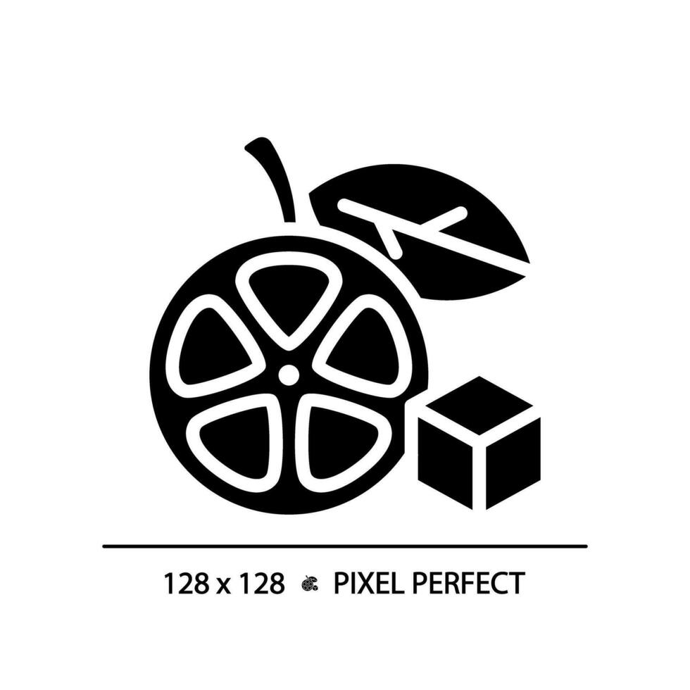 2D pixel perfect glyph style fruit icon, isolated vector, silhouette illustration representing allergen free. vector