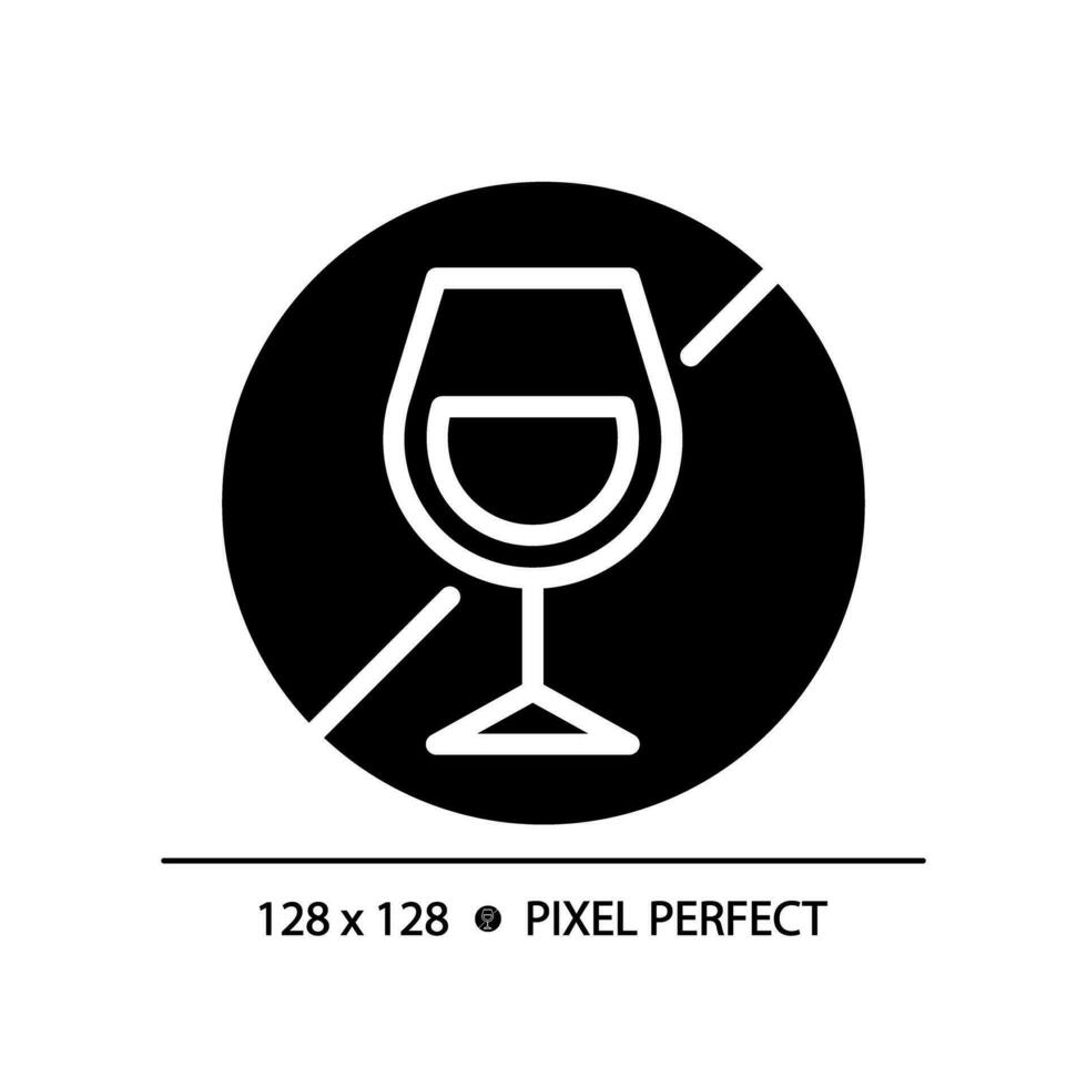2D pixel perfect glyph style alcohol free icon, isolated vector, silhouette illustration representing allergen free. vector
