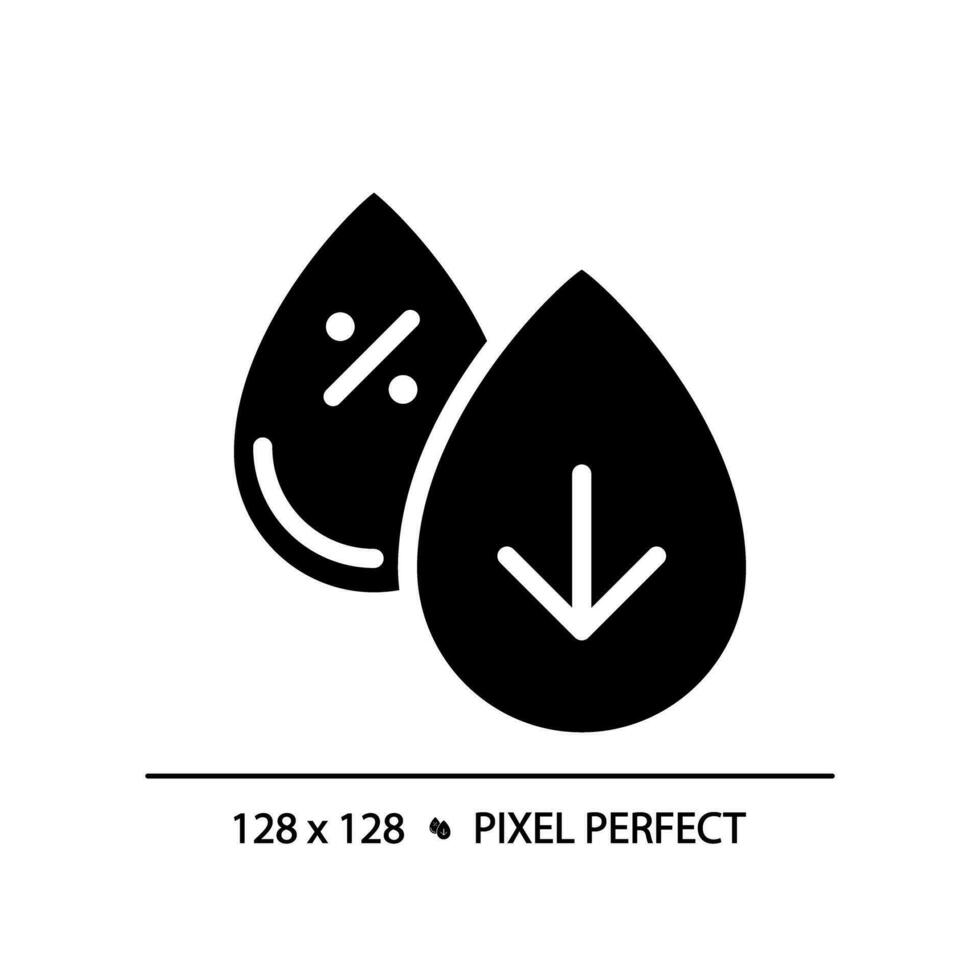 2d píxel Perfecto glifo estilo bajo colesterol icono, aislado vector, silueta ilustración representando alergeno gratis. vector
