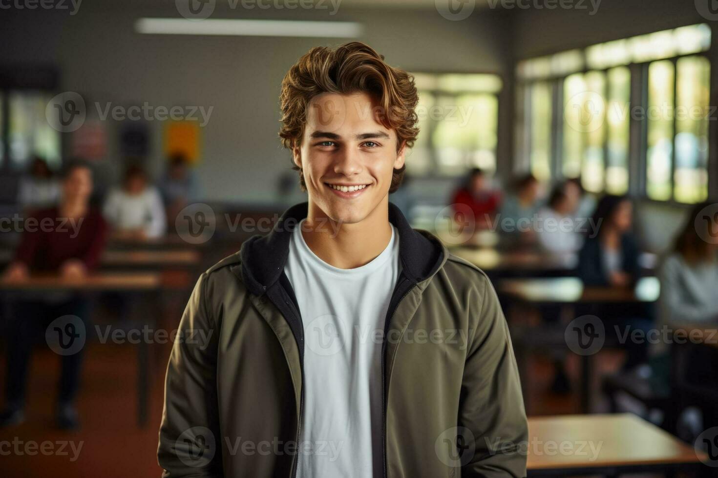 estudiante en un conducción colegio foto