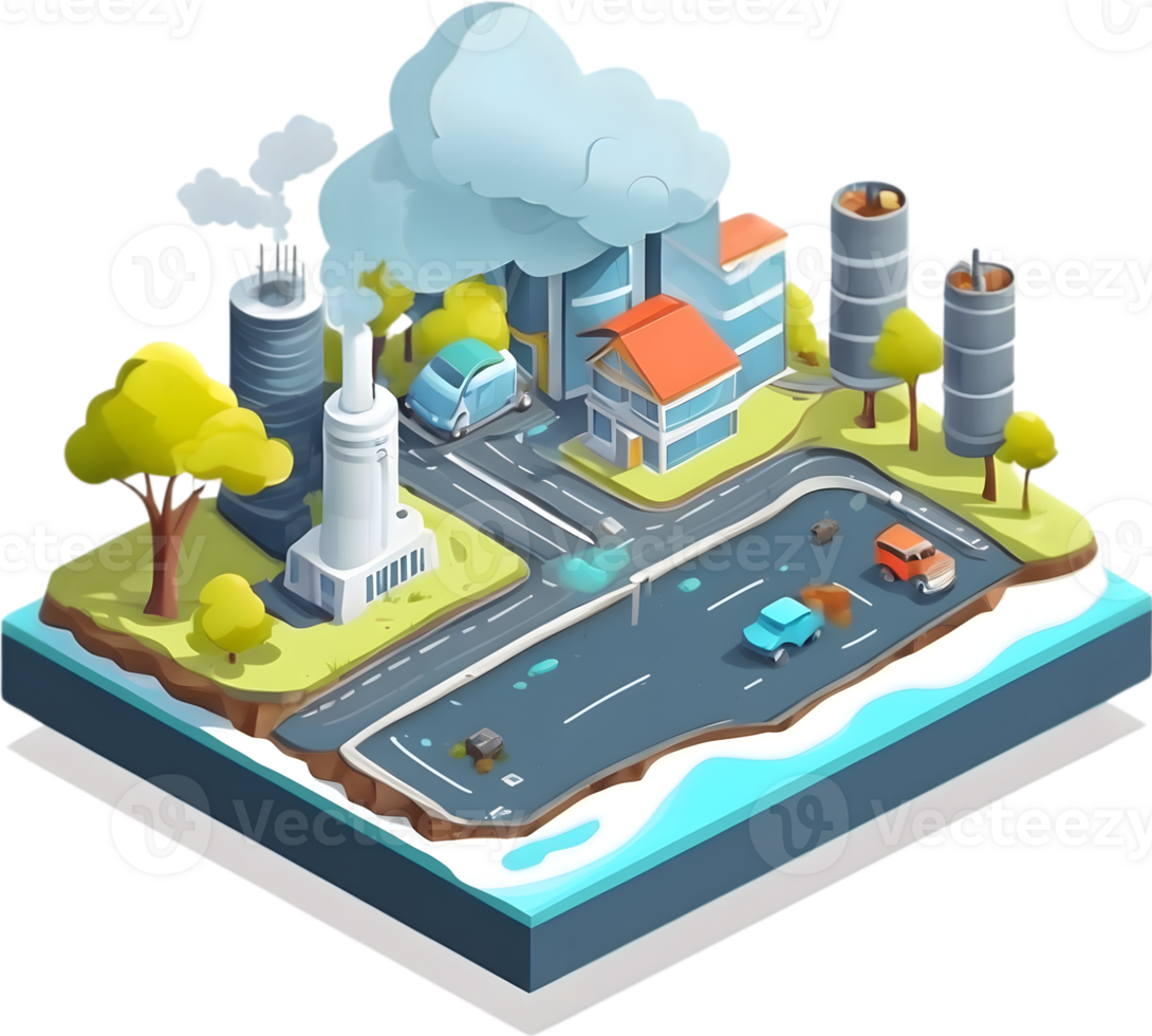 set of cartoon factory icons ai generative png