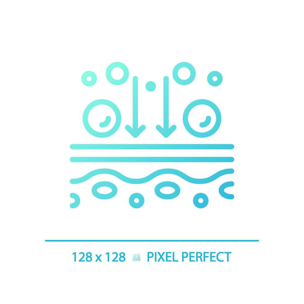 2D pixel perfect gradient metabolism process icon, isolated blue vector, thin line illustration representing metabolic health. vector