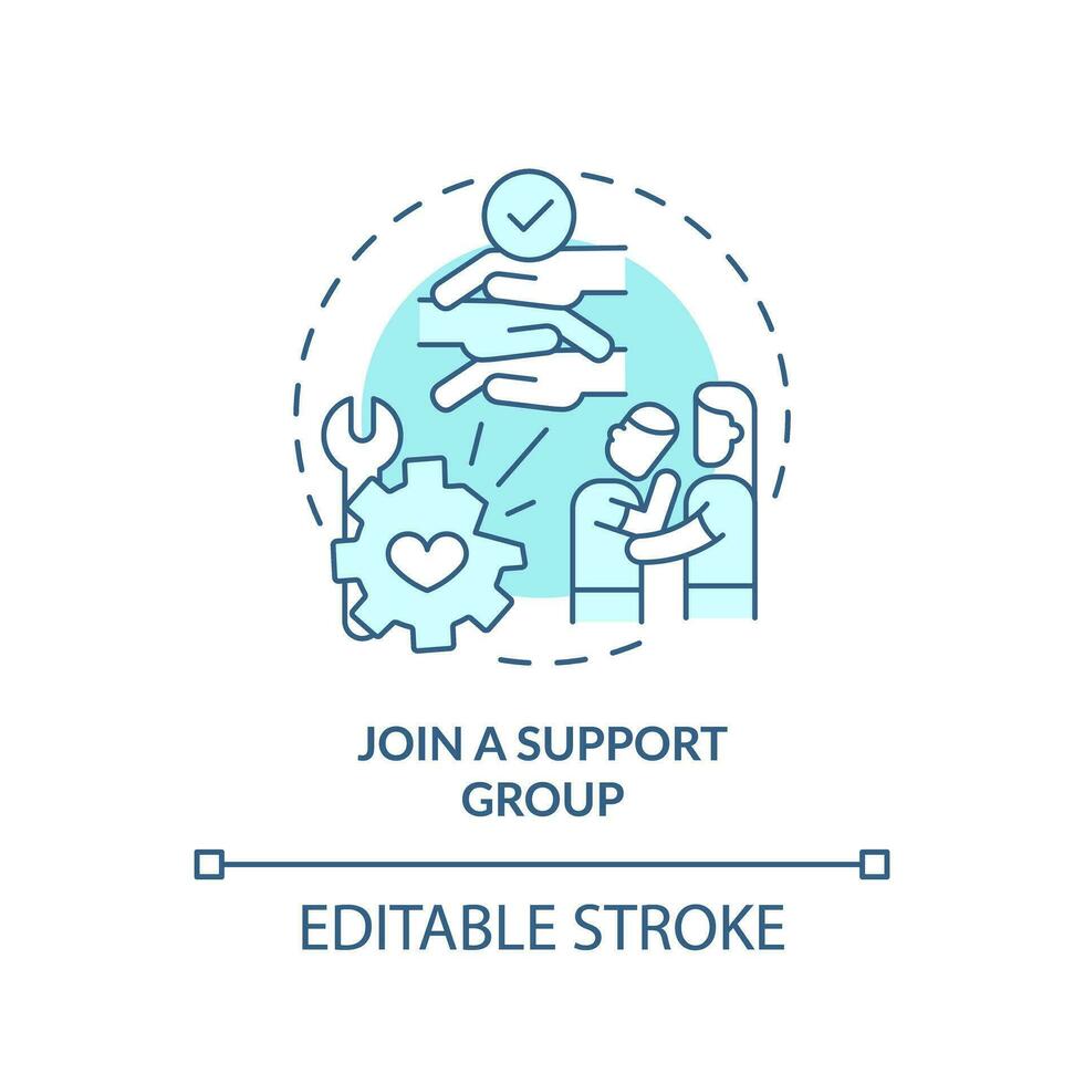 2D editable thin line icon join a support group concept, monochromatic isolated vector, blue illustration representing codependent relationship. vector