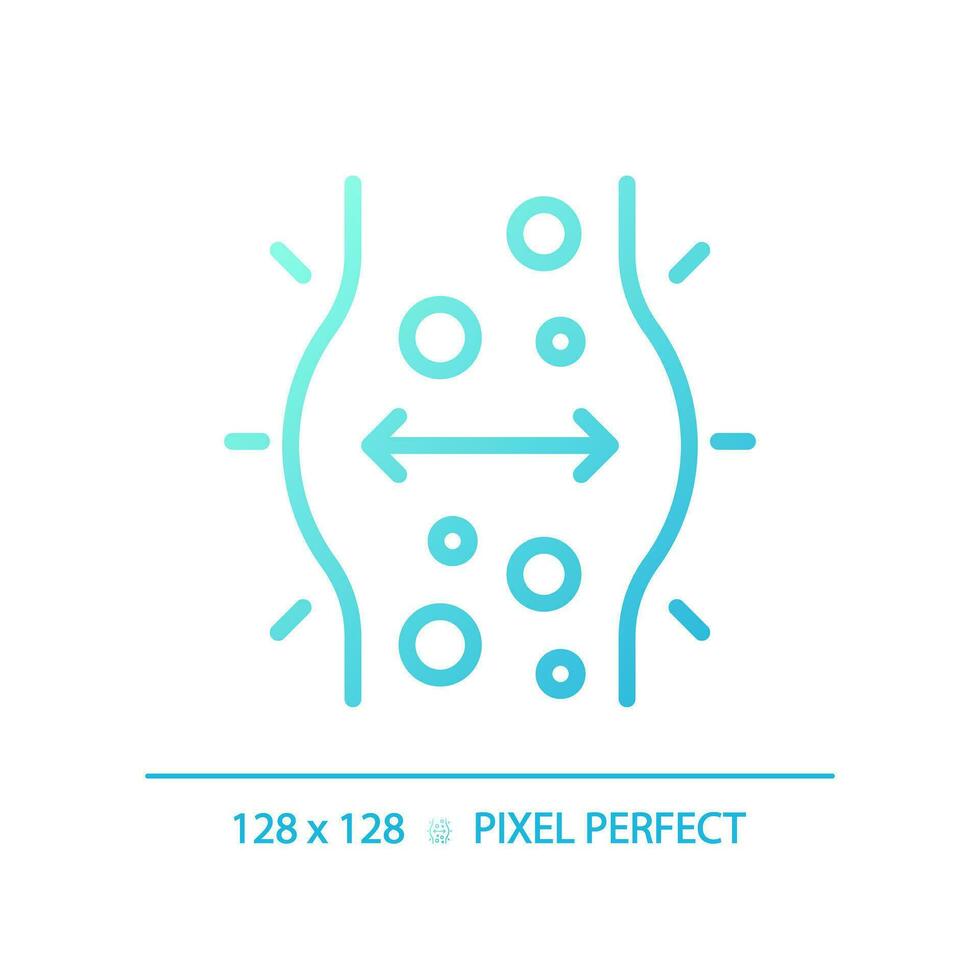 2D pixel perfect gradient metabolic imbalance icon, isolated blue vector, thin line illustration representing metabolic health. vector