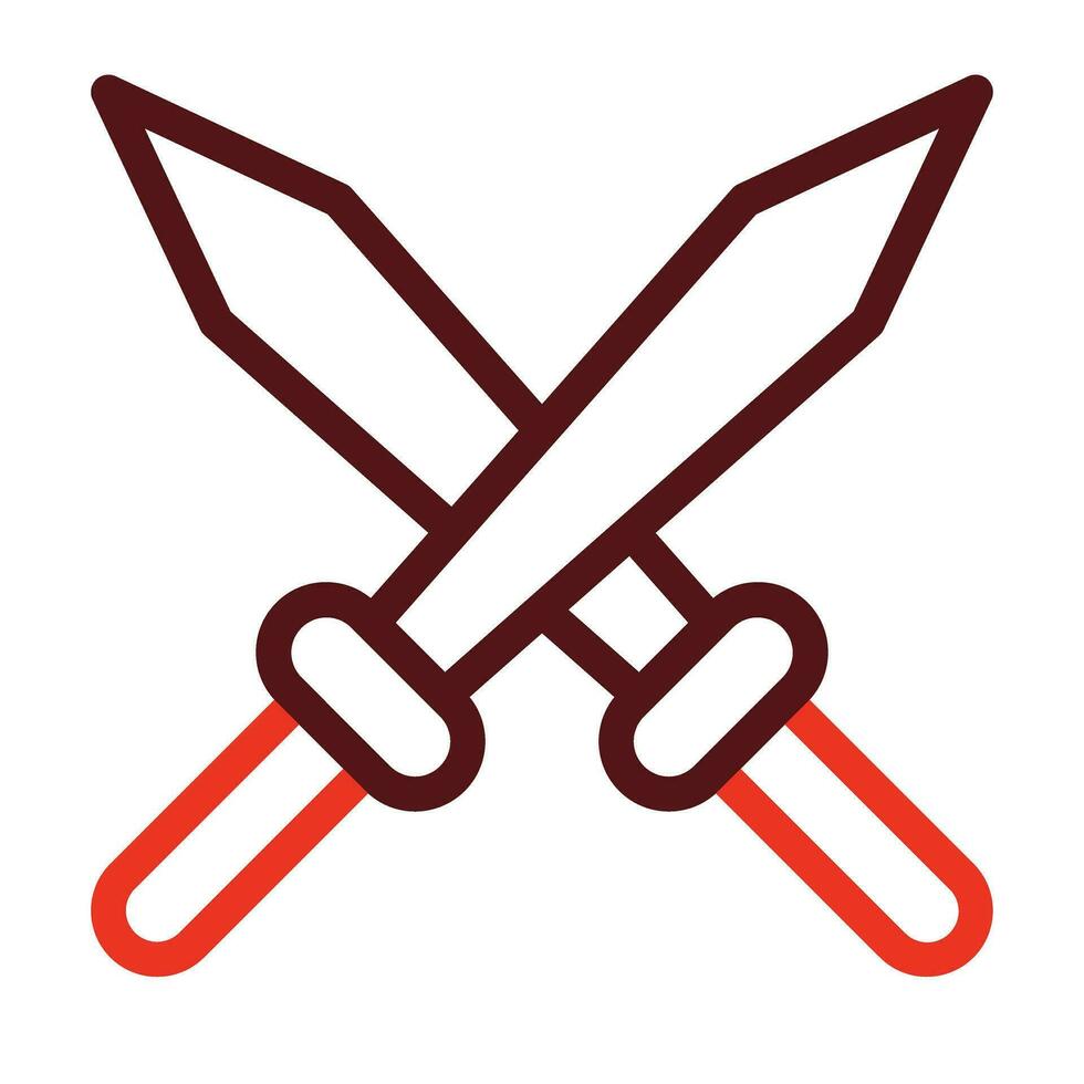 Sword Vector Thick Line Two Color Icons For Personal And Commercial Use.