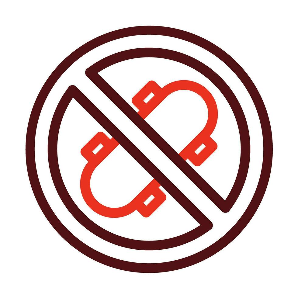 No Skating Vector Thick Line Two Color Icons For Personal And Commercial Use.