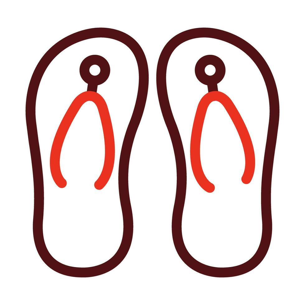 Flip Flop Vector Thick Line Two Color Icons For Personal And Commercial Use.