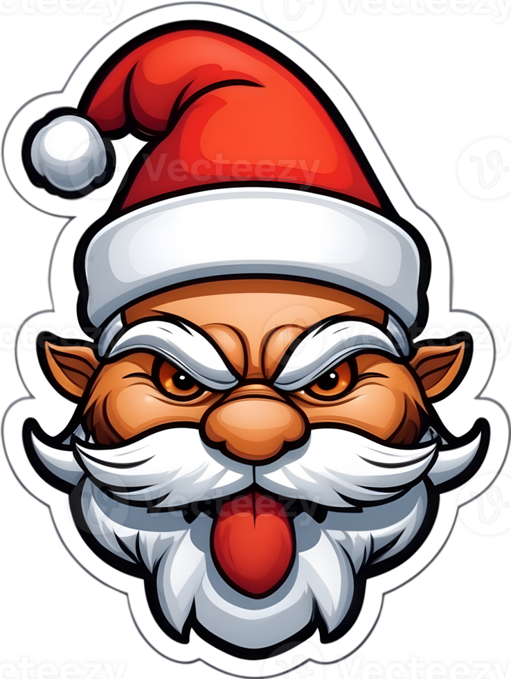 santa claus cartoon head, santa claus hat, santa claus face , ai generative png