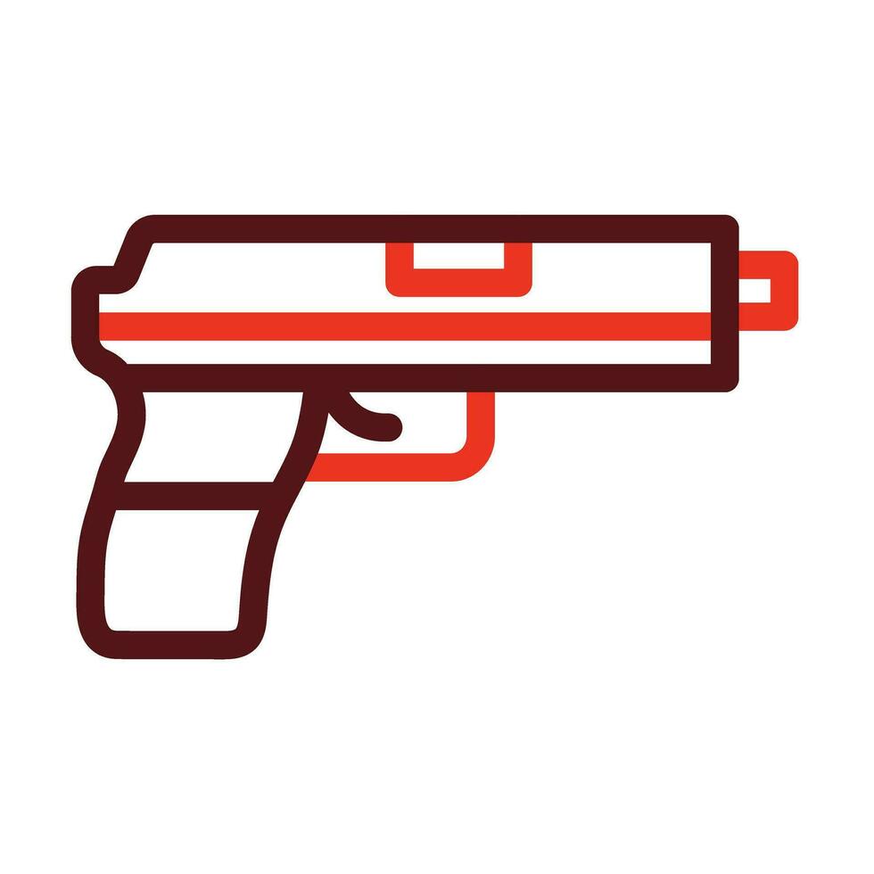 Pistol Vector Thick Line Two Color Icons For Personal And Commercial Use.