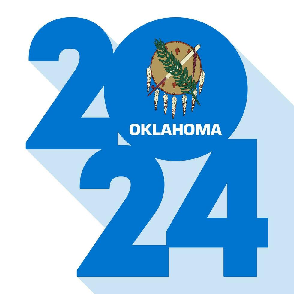 2024 largo sombra bandera con Oklahoma estado bandera adentro. vector ilustración.