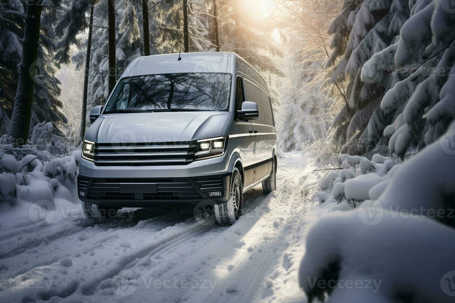 Snow dusted van trails unveiling the captivating journey through winter roads photo