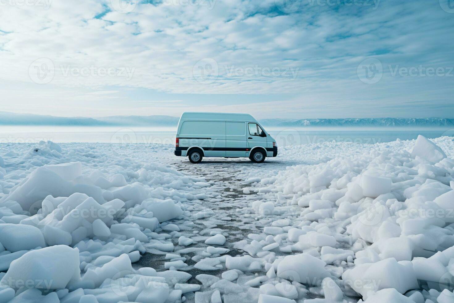 glacial playa ver desde furgonetas acogedor interior antecedentes con vacío espacio para texto foto