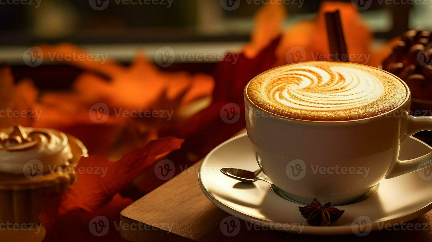 calabaza especia latté, con hielo café antecedentes foto, generativo ai foto