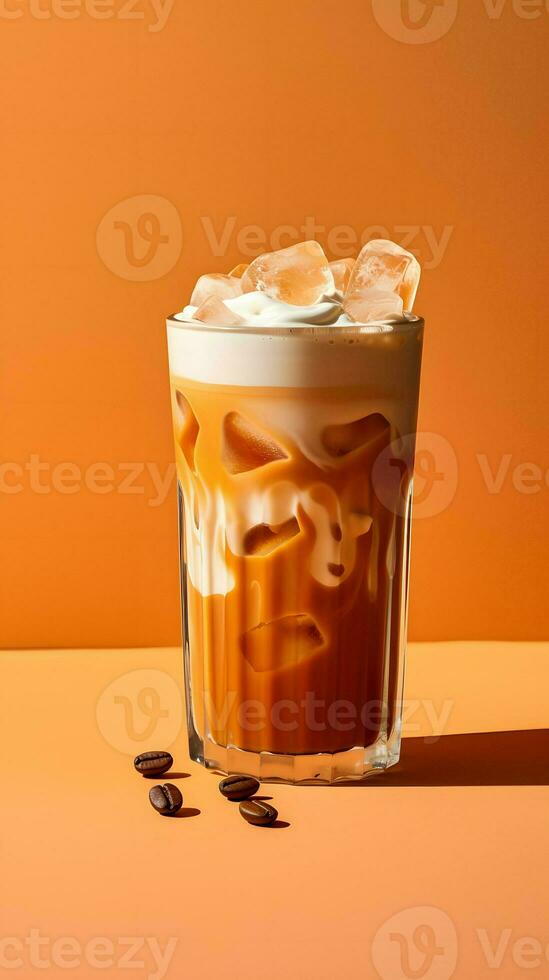 calabaza especia latté, con hielo café antecedentes foto, generativo ai foto