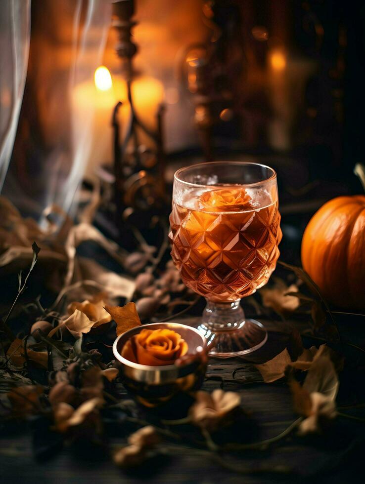 calabaza especia taza de té valores foto, acogedor la hora del té otoño beber, generativo ai foto
