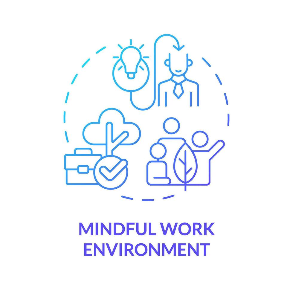 2D gradient icon mindful work environment concept, isolated vector, mindful entrepreneurship thin line illustration. vector