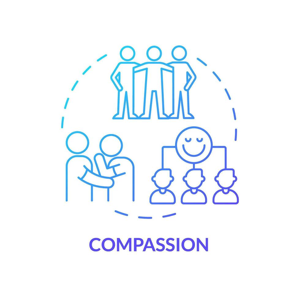 2D gradient icon compassion concept, isolated vector, mindful entrepreneurship thin line illustration. vector