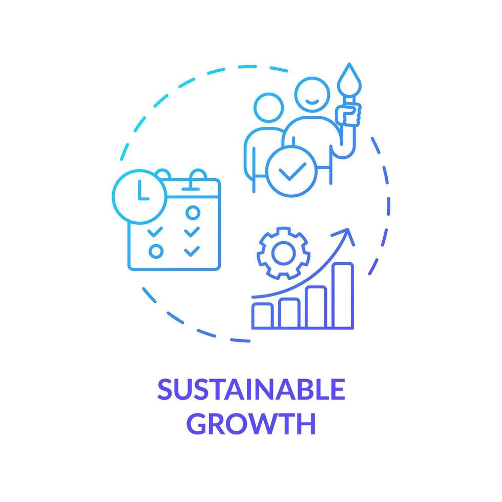 2D gradient icon sustainable growth concept, isolated vector, mindful entrepreneurship thin line illustration. vector