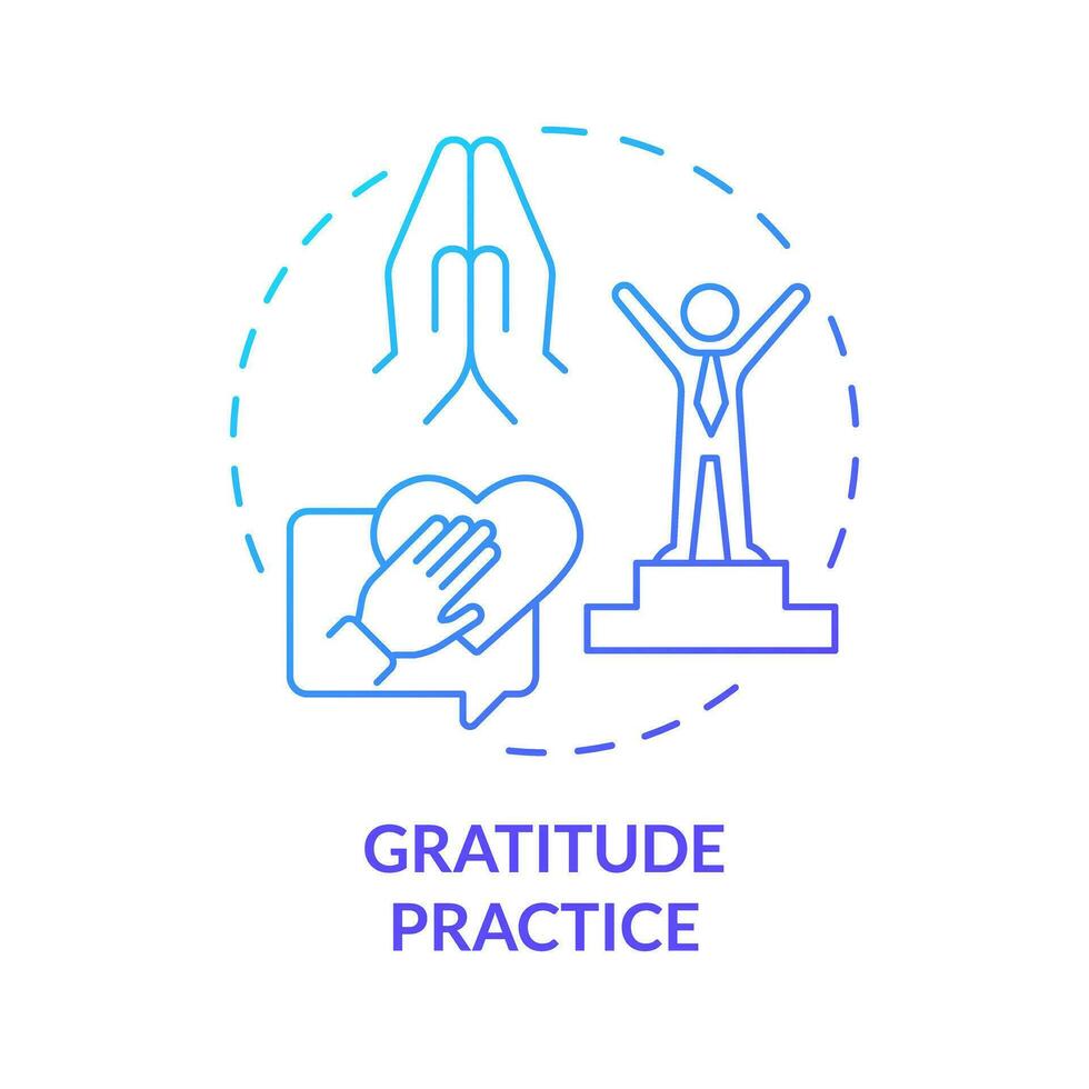 2D gradient icon gratitude practice concept, isolated vector, mindful entrepreneurship thin line illustration. vector