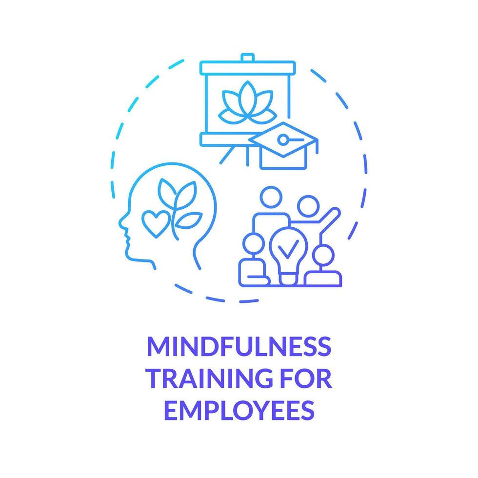 2D gradient icon mindfulness training for employees concept, isolated vector, mindful entrepreneurship thin line illustration. vector