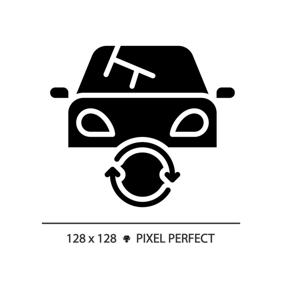 2D pixel perfect glyph style car headlight icon, isolated vector, simple silhouette illustration representing car service and repair. vector