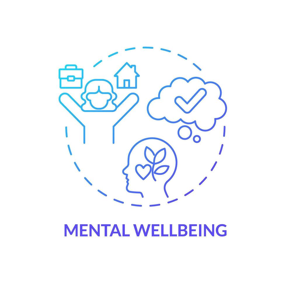 2D gradient icon mental wellbeing concept, isolated vector, mindful entrepreneurship thin line illustration. vector