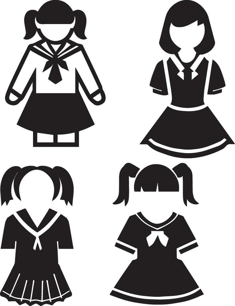 Girl Uniform Icon vector silhouette 9