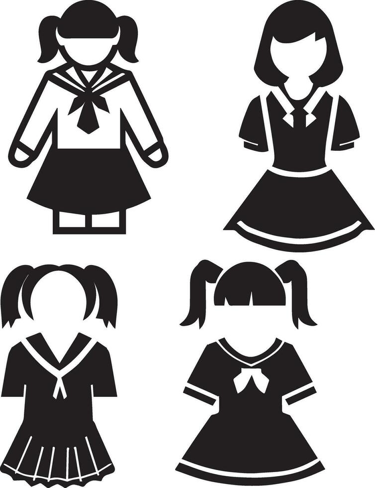 niña uniforme icono vector silueta 9 9