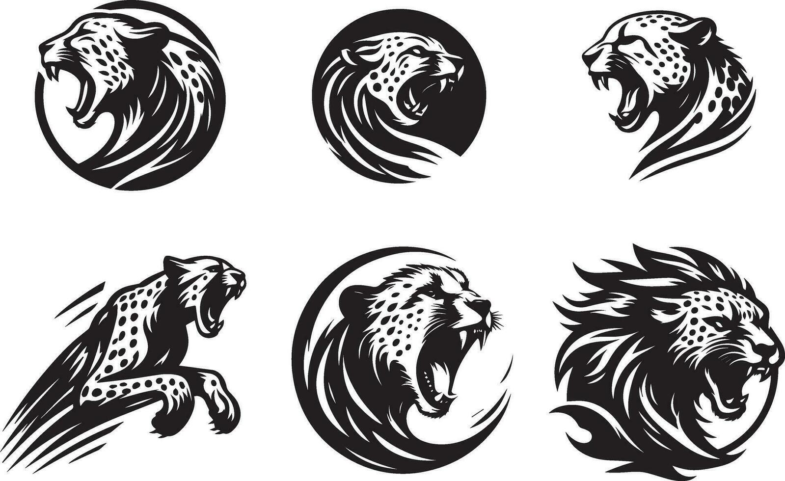 roaring cheetah logo concept vector