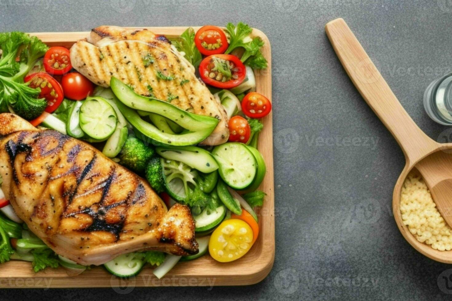 Grilled chicken with vegetables. AI Generative Pro Photo