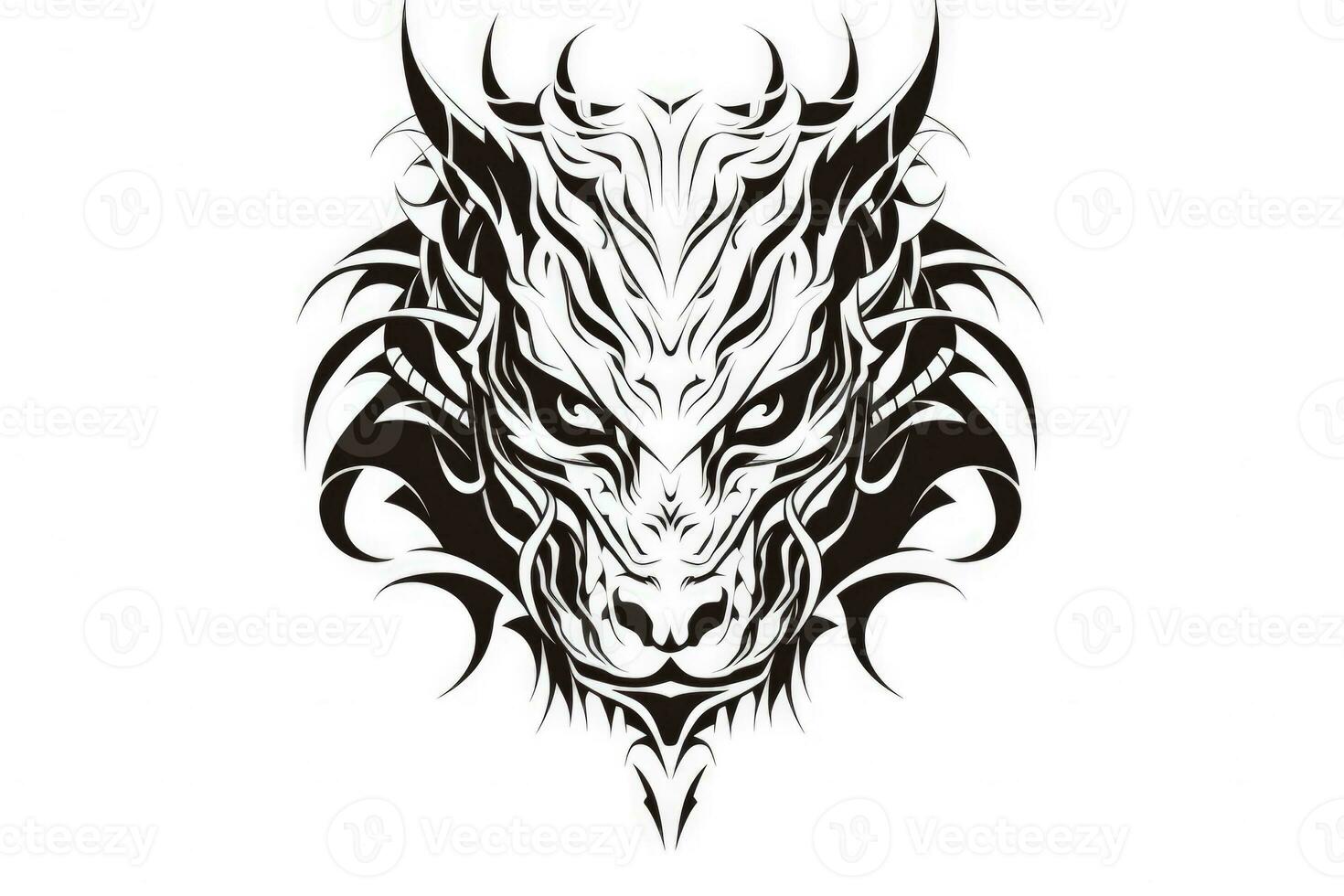 Intricate dragon tattoo design symbolizing Year of the Dragon isolated on a white background photo