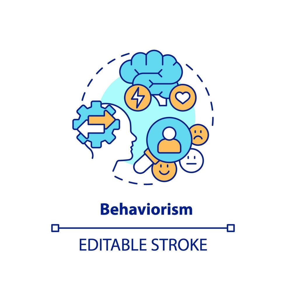 2D editable multicolor behaviorism icon, simple isolated vector, learning theories thin line illustration. vector