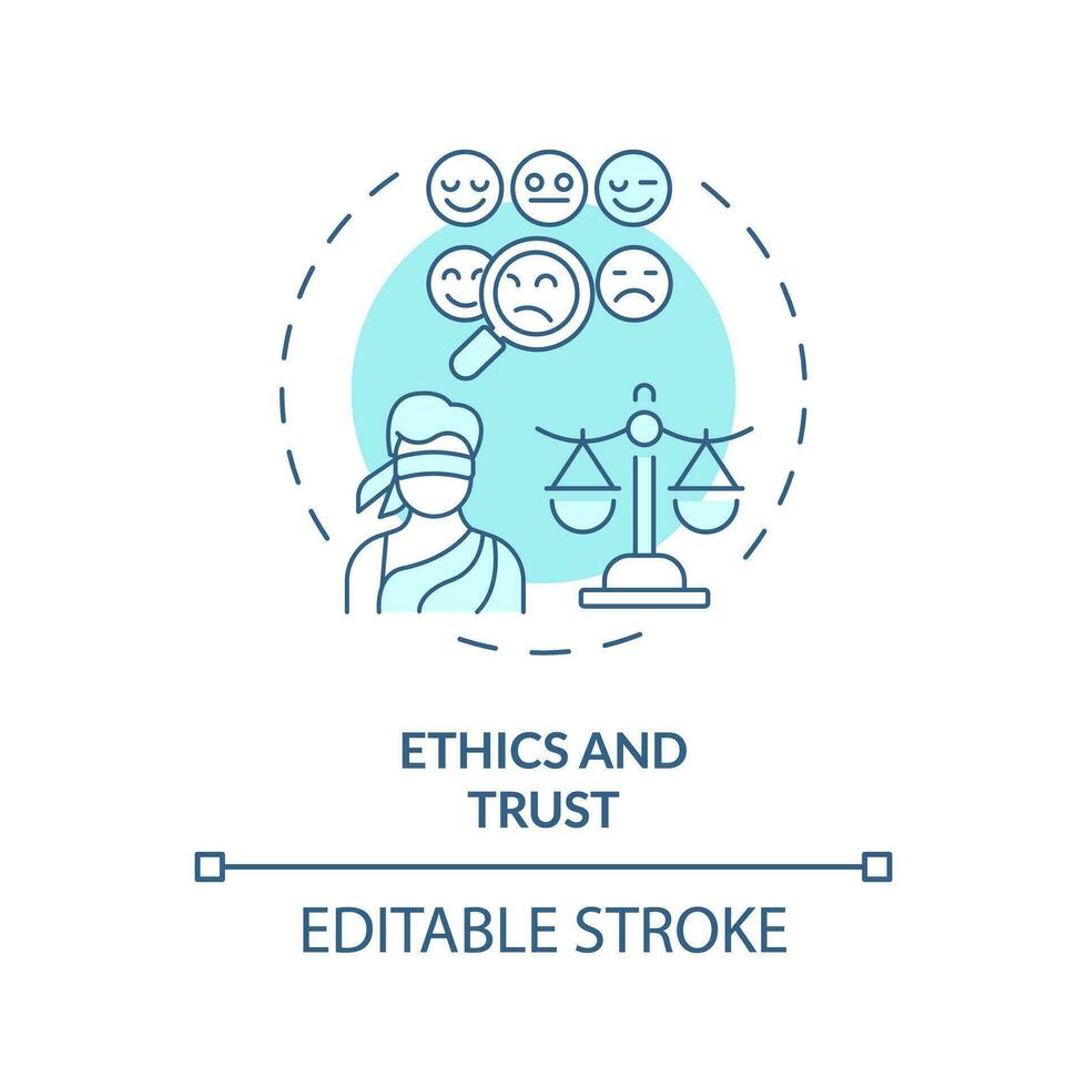 2D editable thin line icon ethics and trust concept, isolated vector, blue illustration representing arena. vector