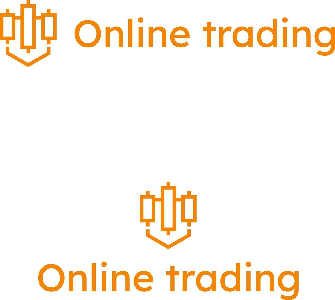 2D online trading brand name with unique business logo. Lexend font. Trading and shield icon. Creative design element and visual identity. Suitable for trading, stock market, investment, economy. vector