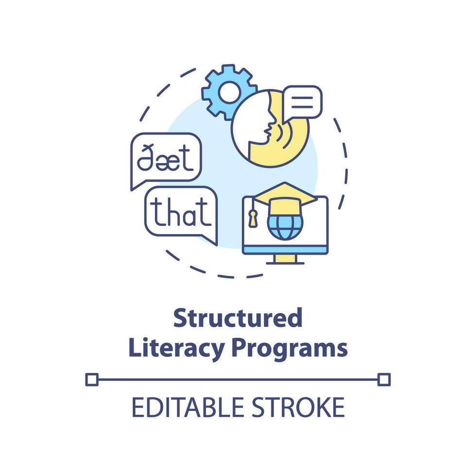 2d editable multicolor icon structured literacy programs concept
