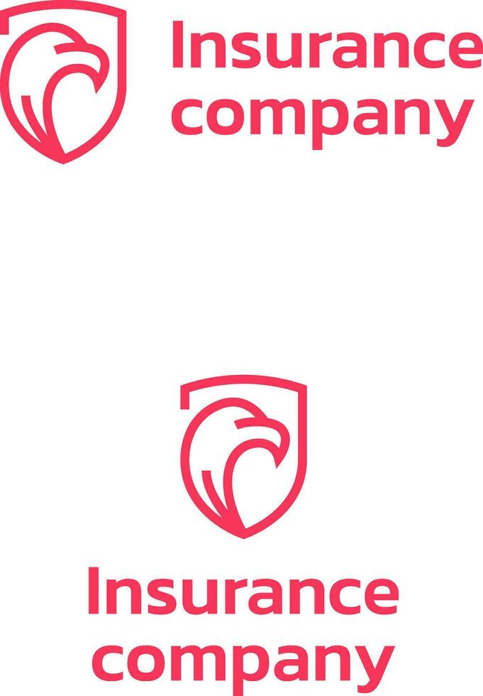 Insurance company business logo with brand name. Eagle and shield icon. Blue creative design element and visual identity. Suitable for insurance, financial protection, risk management. vector