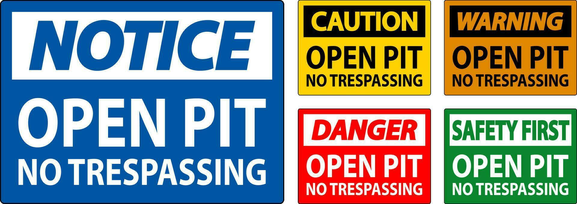 Danger Sign Open Pit - No Trespassing vector