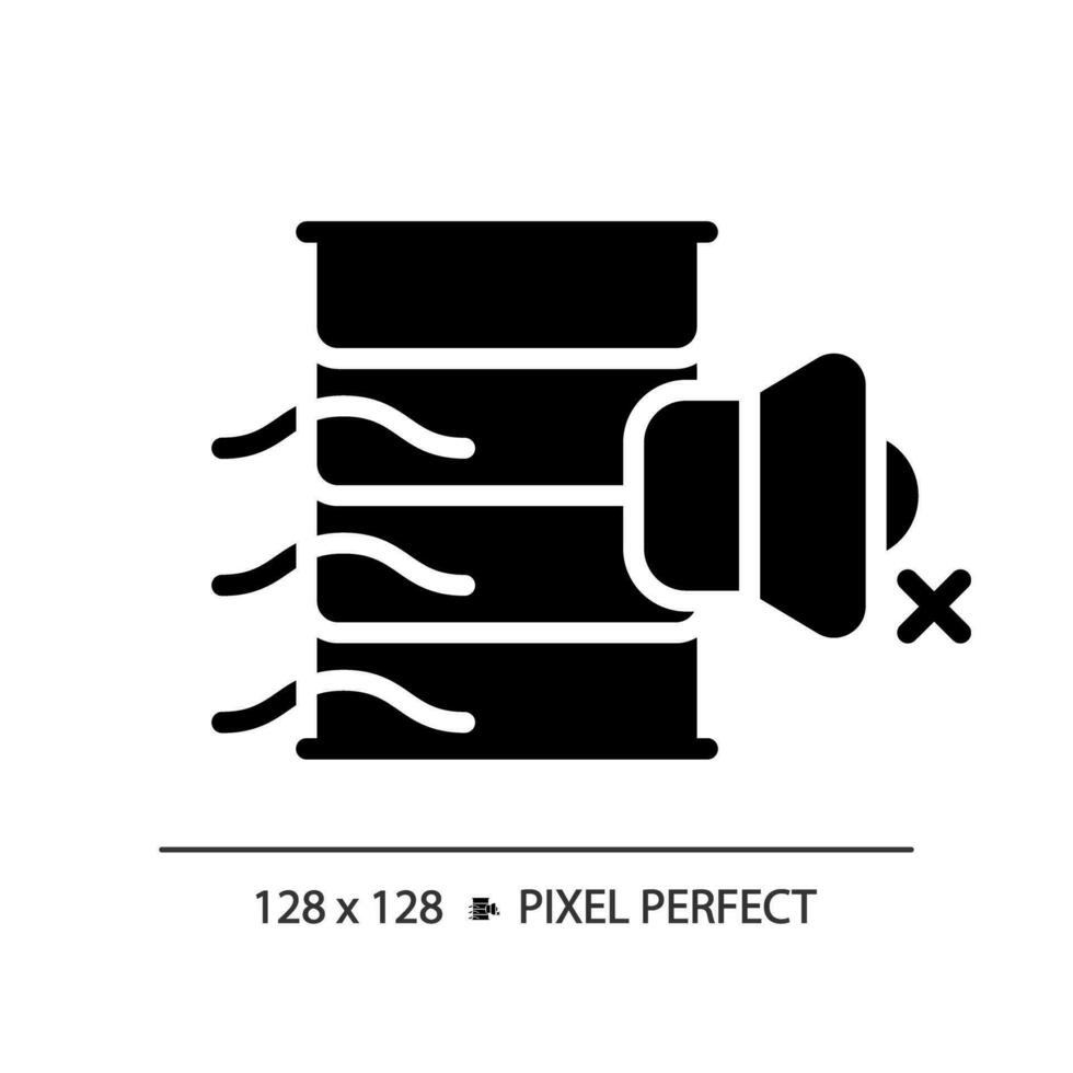 2D pixel perfect acoustic louvres glyph style icon, isolated vector, soundproofing solid illustration. vector