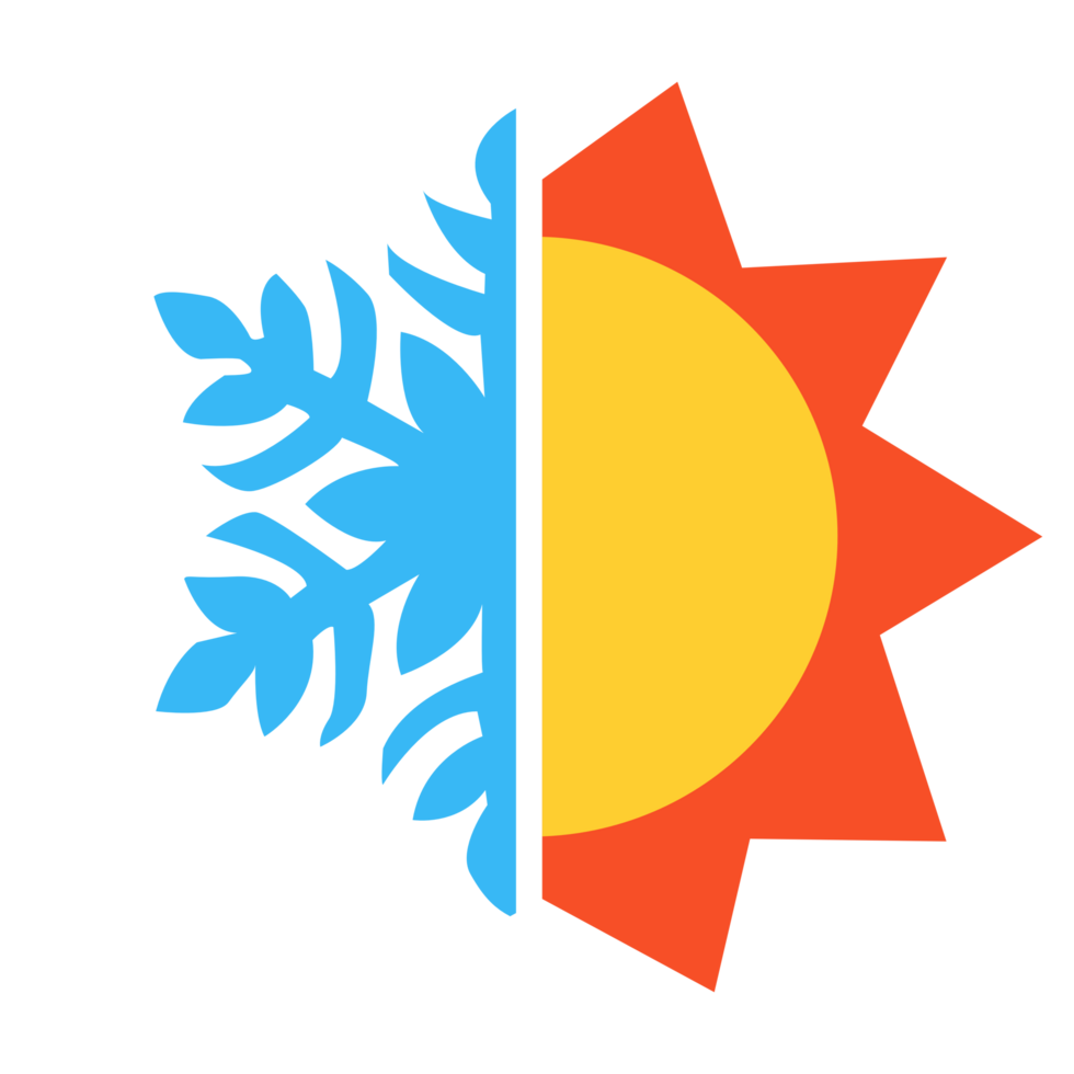 Hot and cold icon. Sun and snowflake  season concept symbol. png