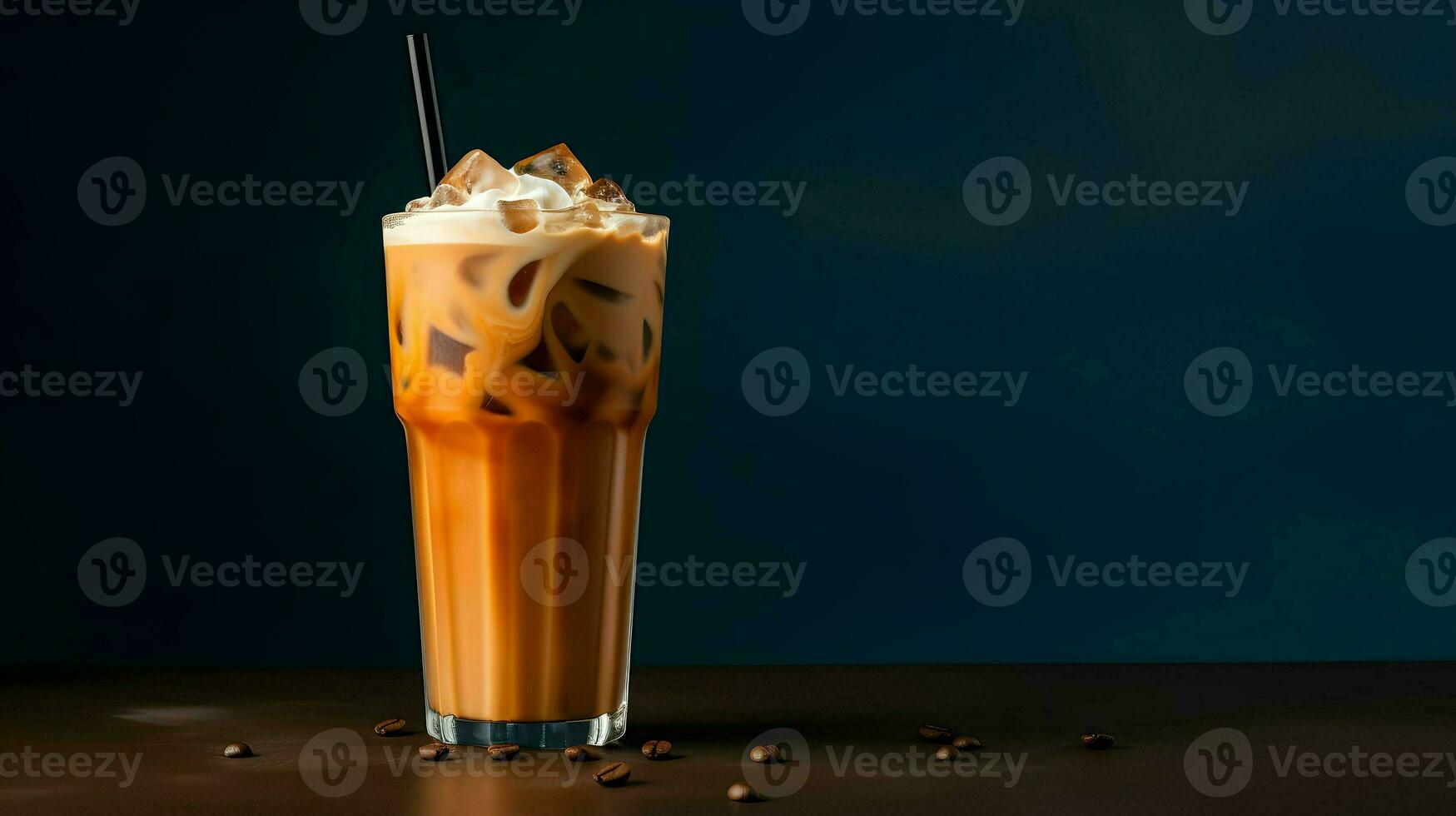 Pumpkin spice latte, iced coffee background photo, Generative AI photo