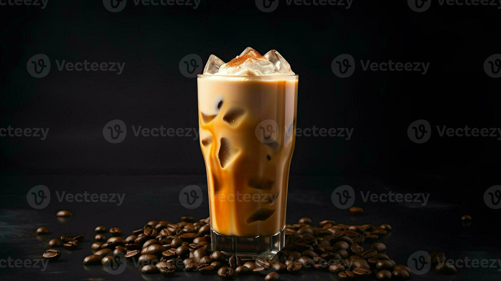 Pumpkin spice latte, iced coffee background photo, Generative AI photo